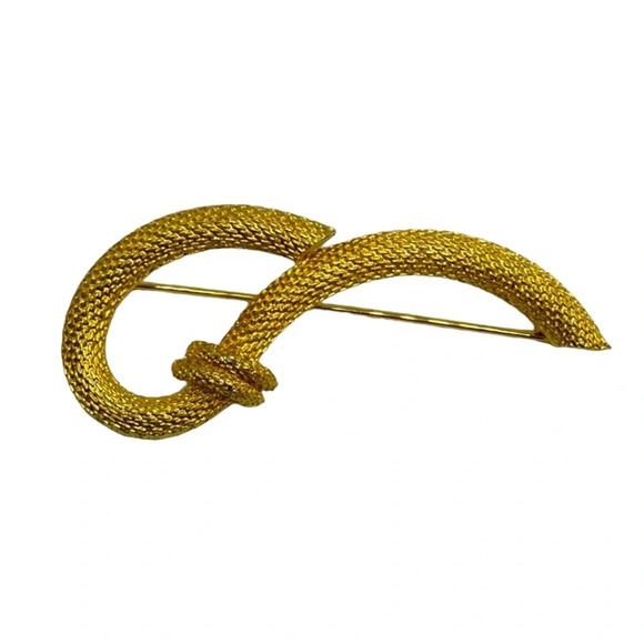 Vintage Gold Tone Mesh Rope Brooch - Picture 1 of 5